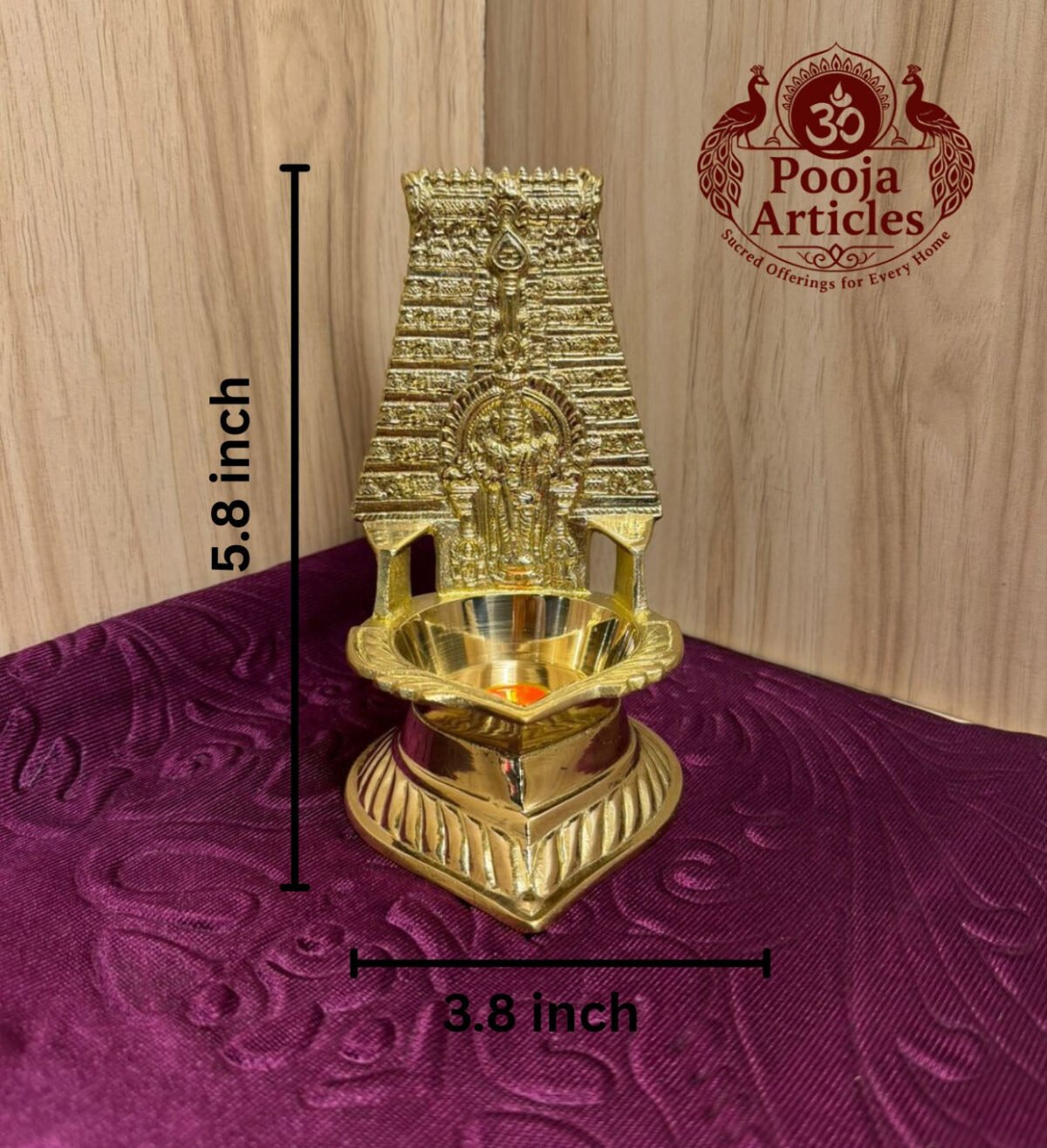 Brass Thiruchendur Murugan Gopuram Vilakku 5.8 Inch