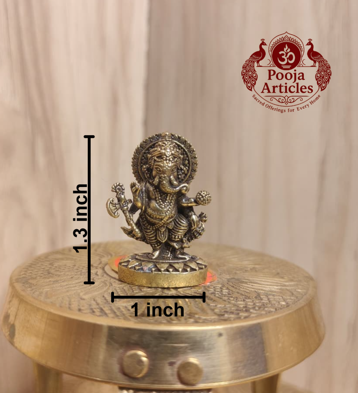 Miniature Brass Ganesh Murti 1.3 Inch
