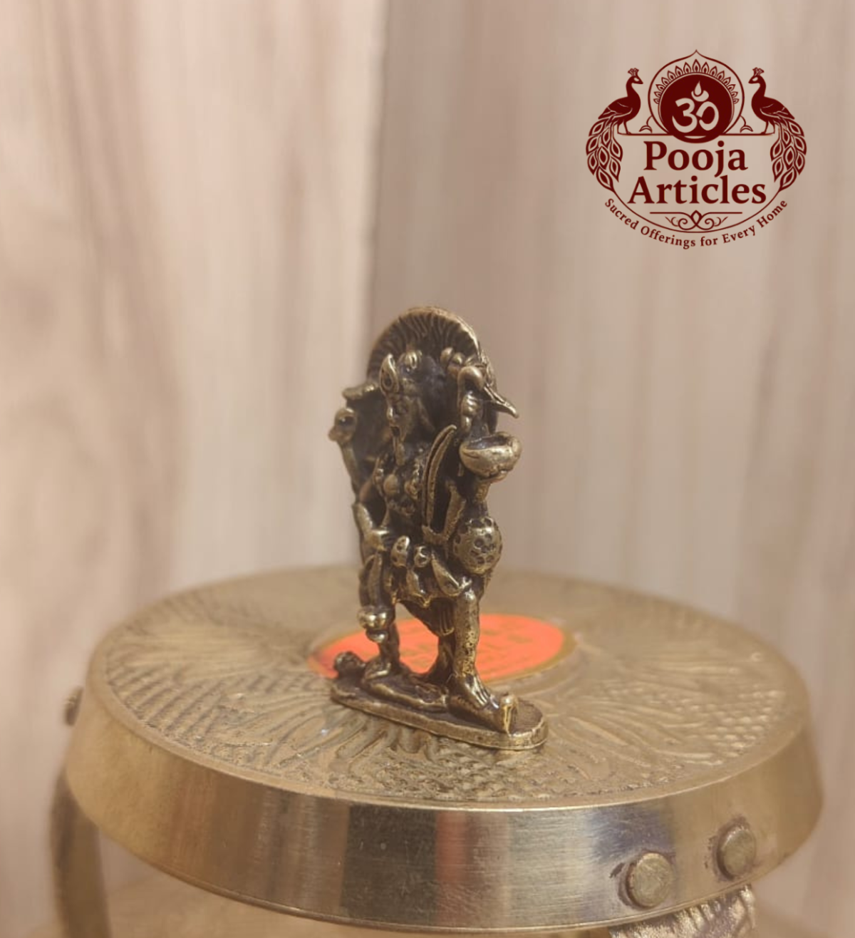 Miniature Brass Goddess Kali Idol 1.5 Inch