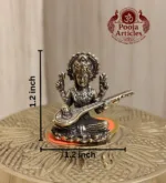 Miniature Brass Saraswati Idol 1.2 Inch