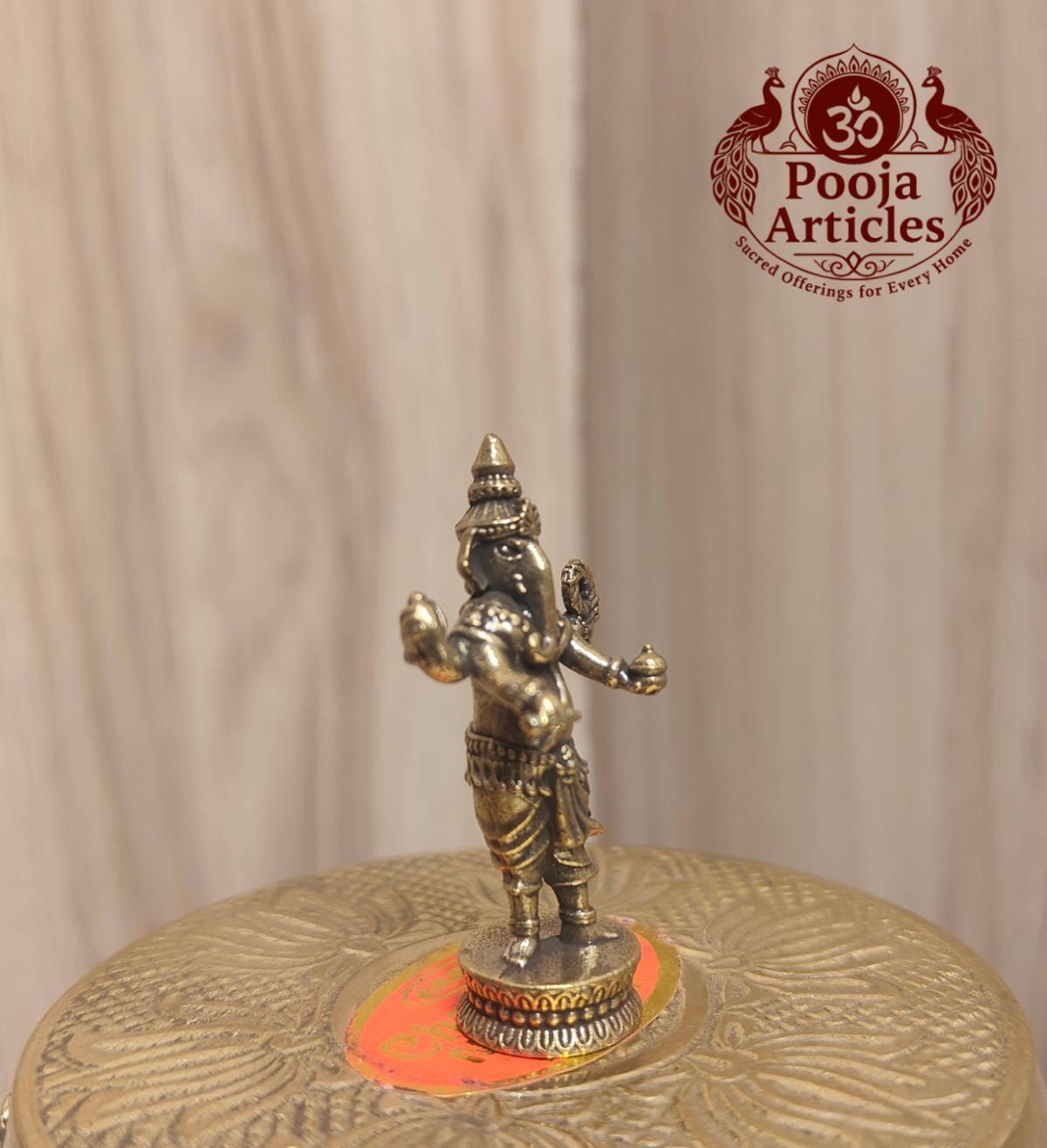 Miniature Brass Standing Ganesh Idol 1.6 Inch