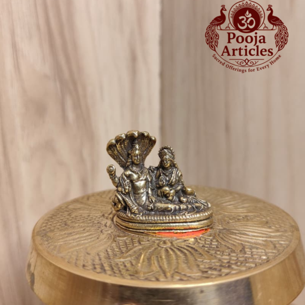 Miniature Brass Vishnu Lakshmi Idol 1 Inch