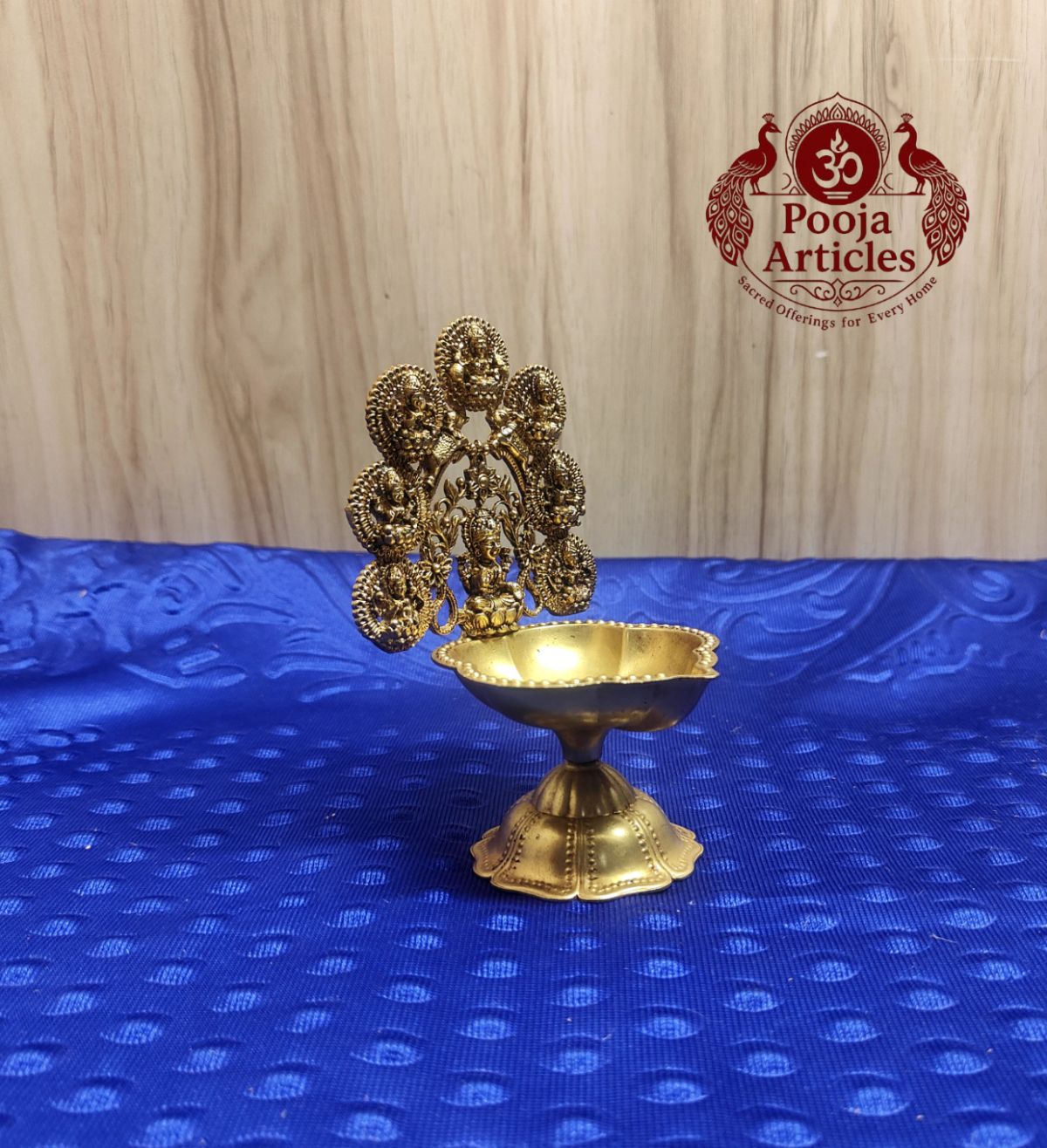 Premium Brass Astalakshmi Diya 4.8 Inch - Image 3