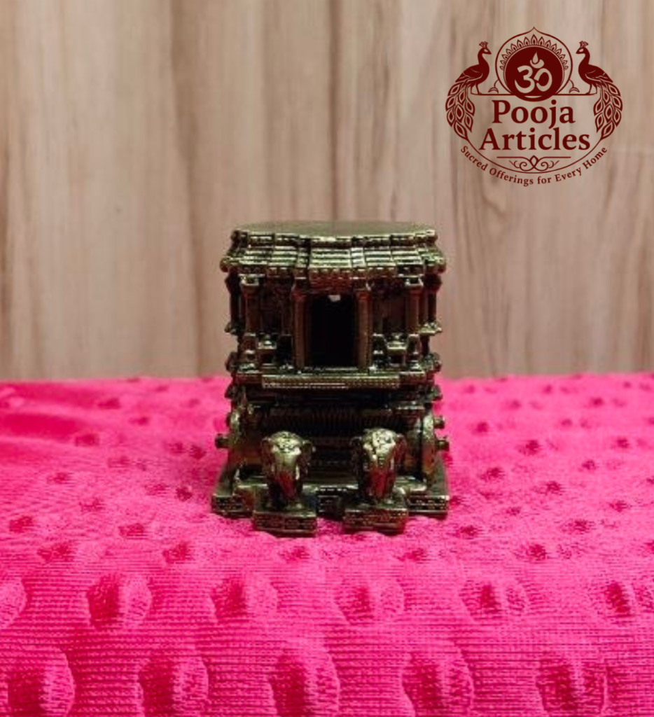 Premium Brass Hampi Stone Chariot Miniature 2.2 Inch