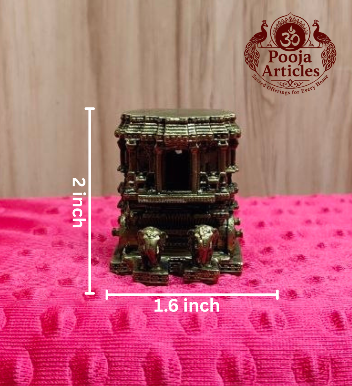 Premium Brass Hampi Stone Chariot Miniature 2.2 Inch