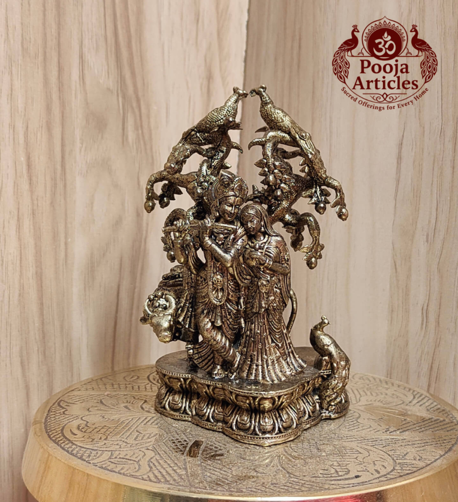 Premium Brass Radha Krishna Statue 4.2 Inch