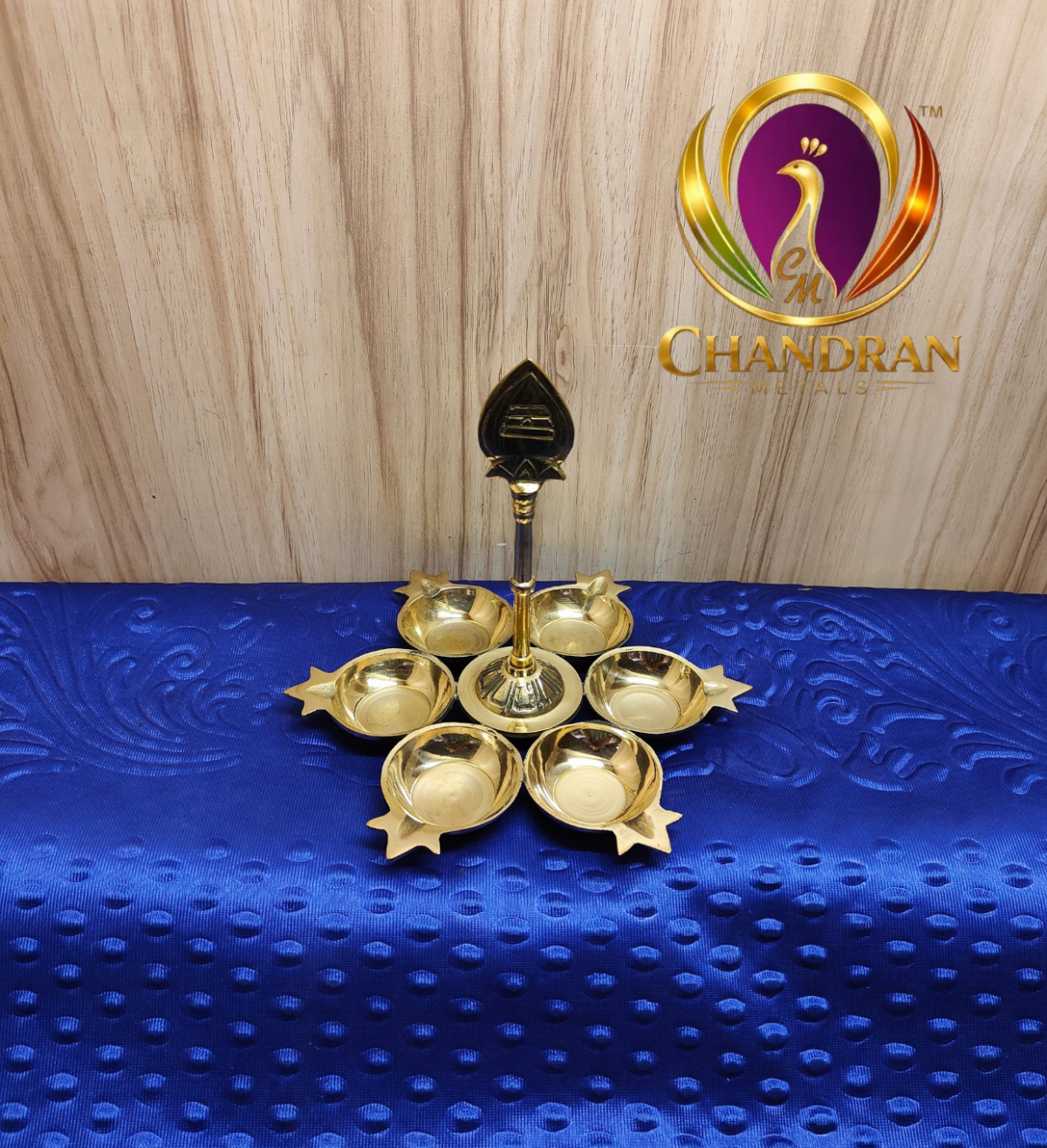 Brass Arumuga Vilakku with Vel 7 Inch