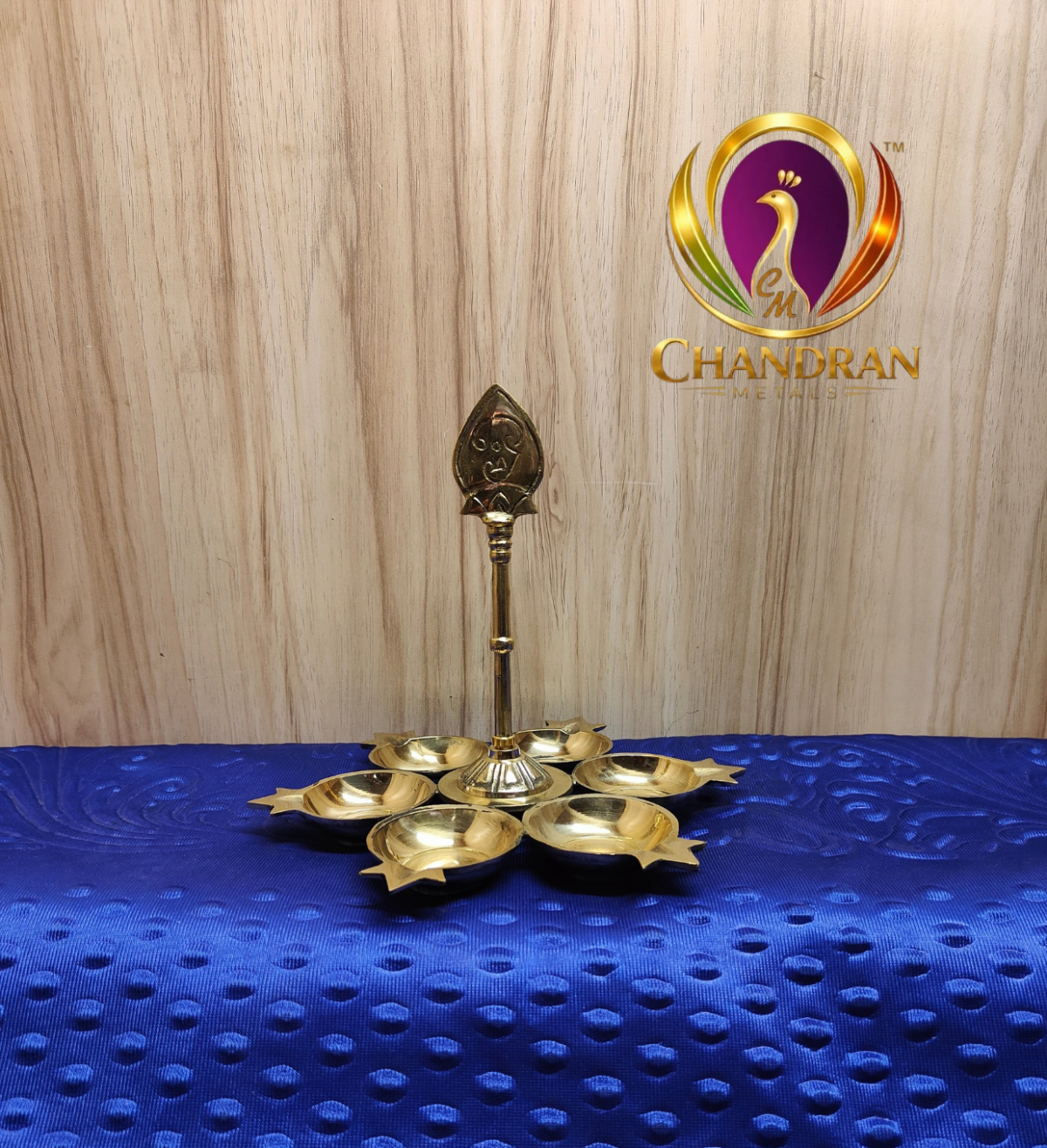 Brass Arumuga Vilakku with Vel 7 Inch