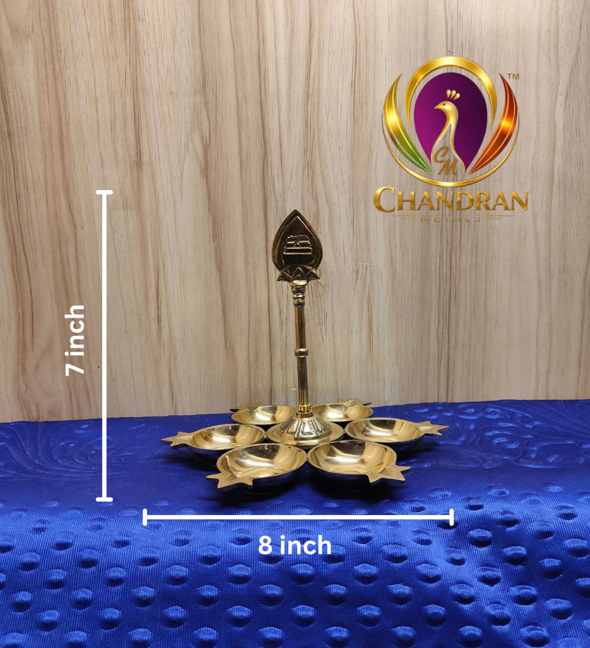 Brass Arumuga Vilakku with Vel 7 Inch