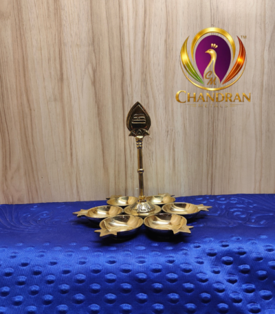 Brass Arumuga Vilakku with Vel 7 Inch