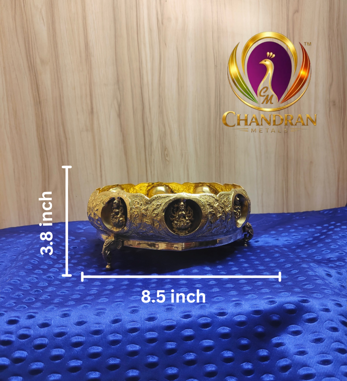 Brass Ashtalakshmi Uruli 8.5 Inch – 840g