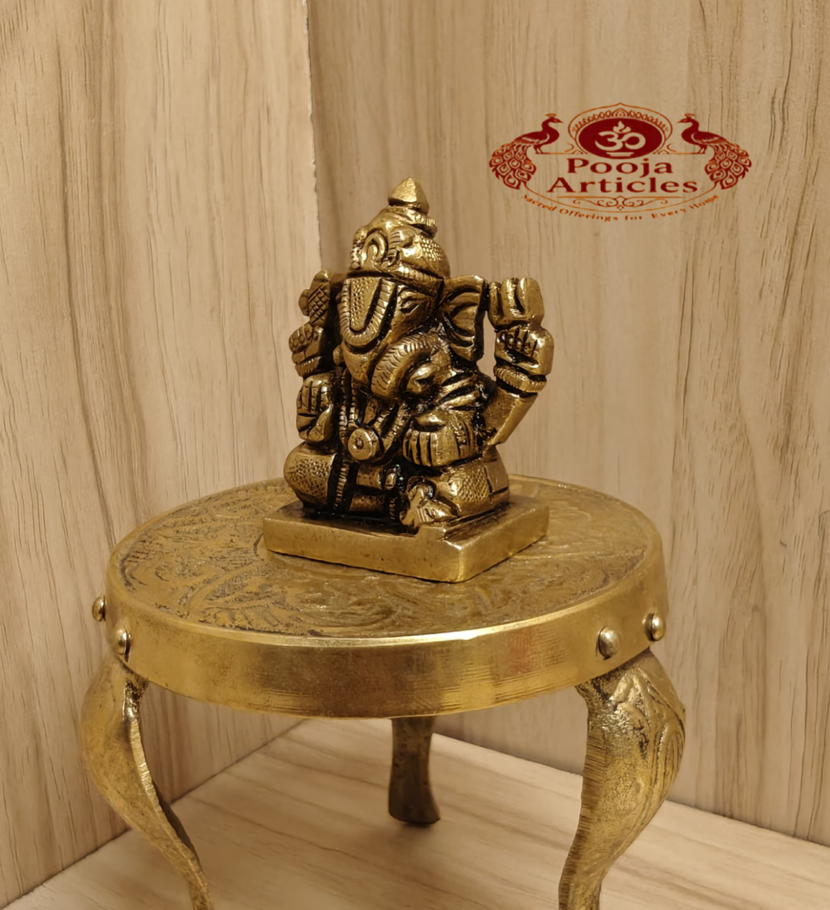Brass Dagdusheth Ganesha Idol 2 Inch