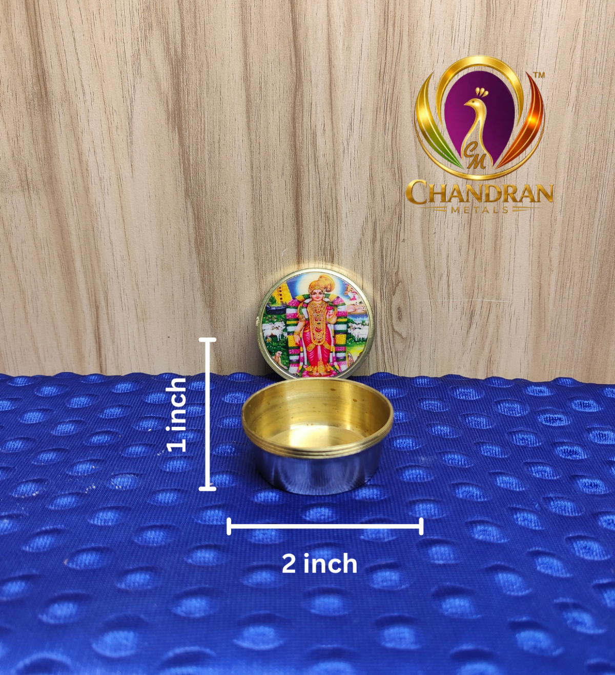 Brass Kumkum Pot Andal 2 Inch