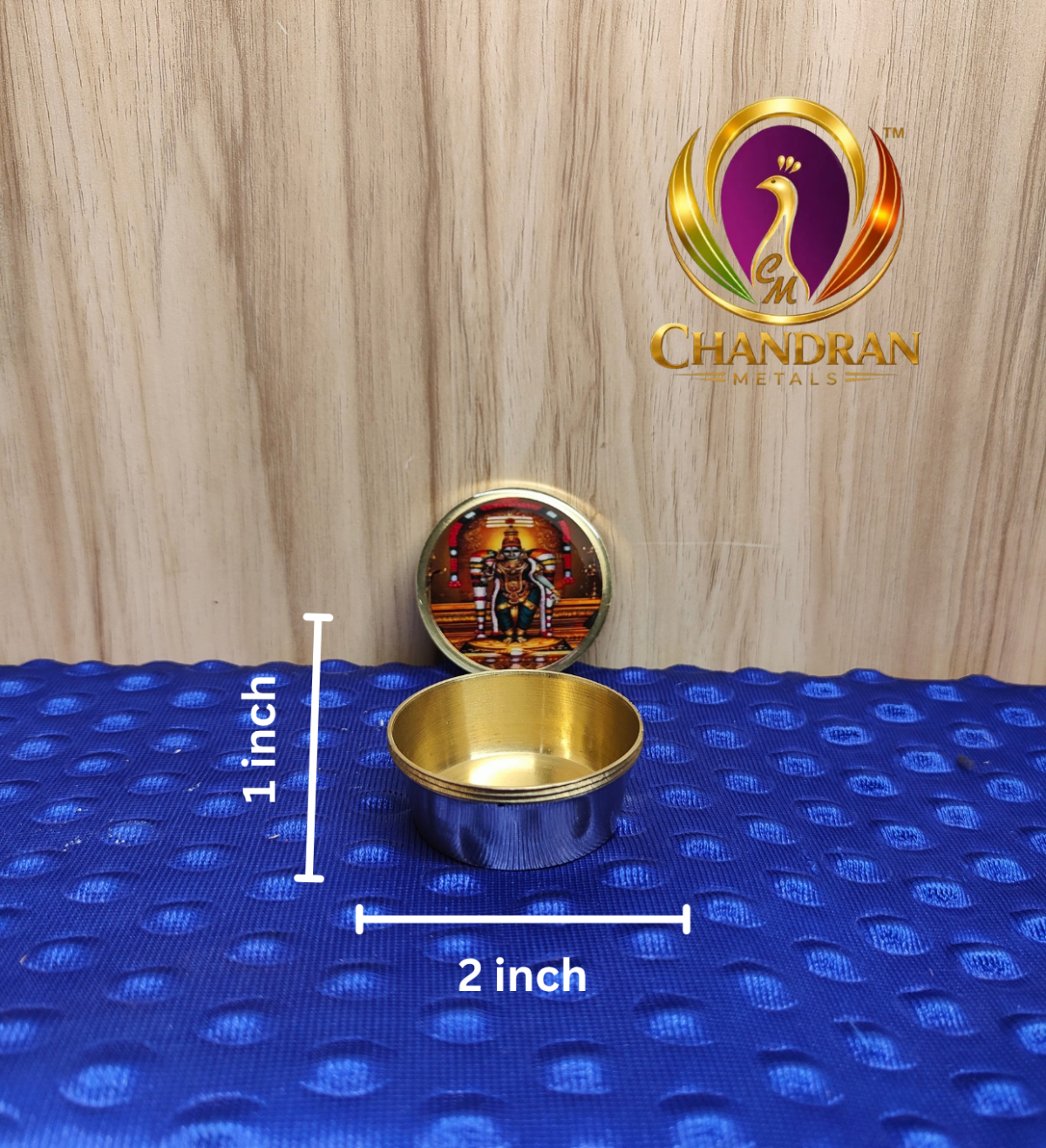 Brass Kumkum Pot Madurai Meenakshi Amman 2 Inch