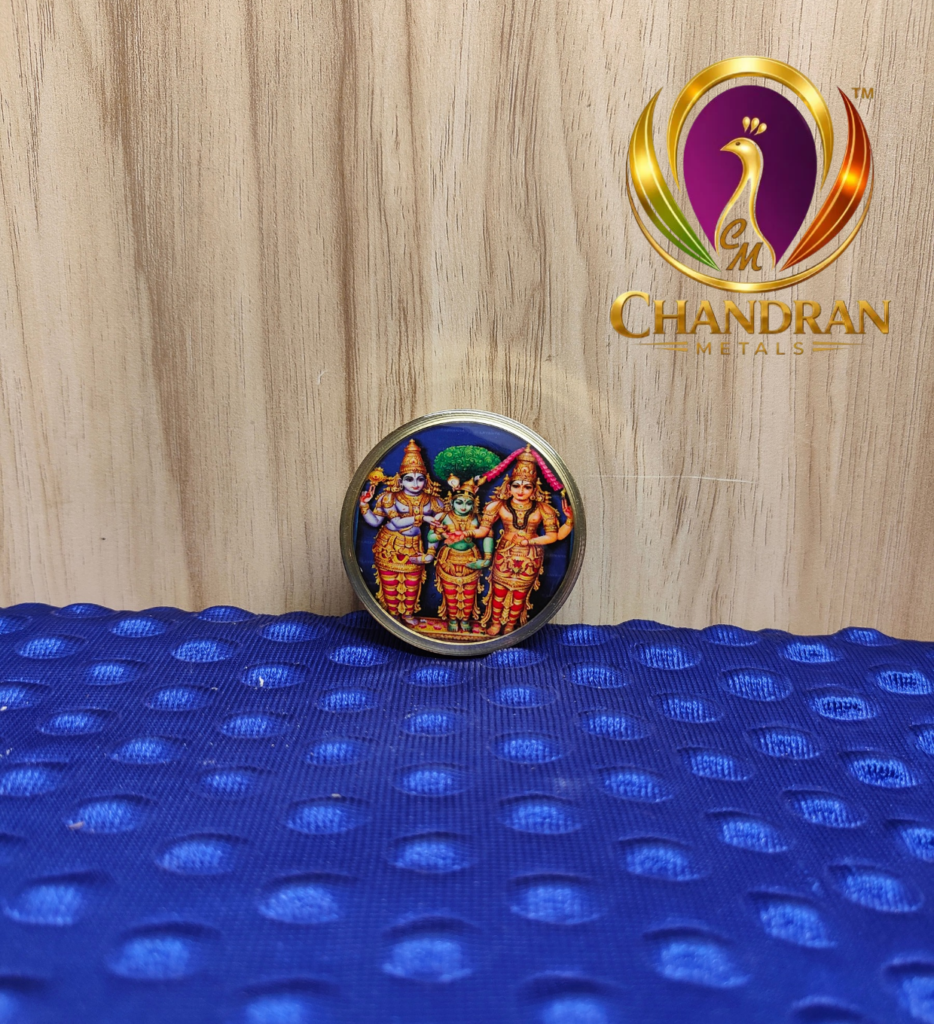 Brass Kumkum Pot Meenakshi Thirukalyanam 2 Inch