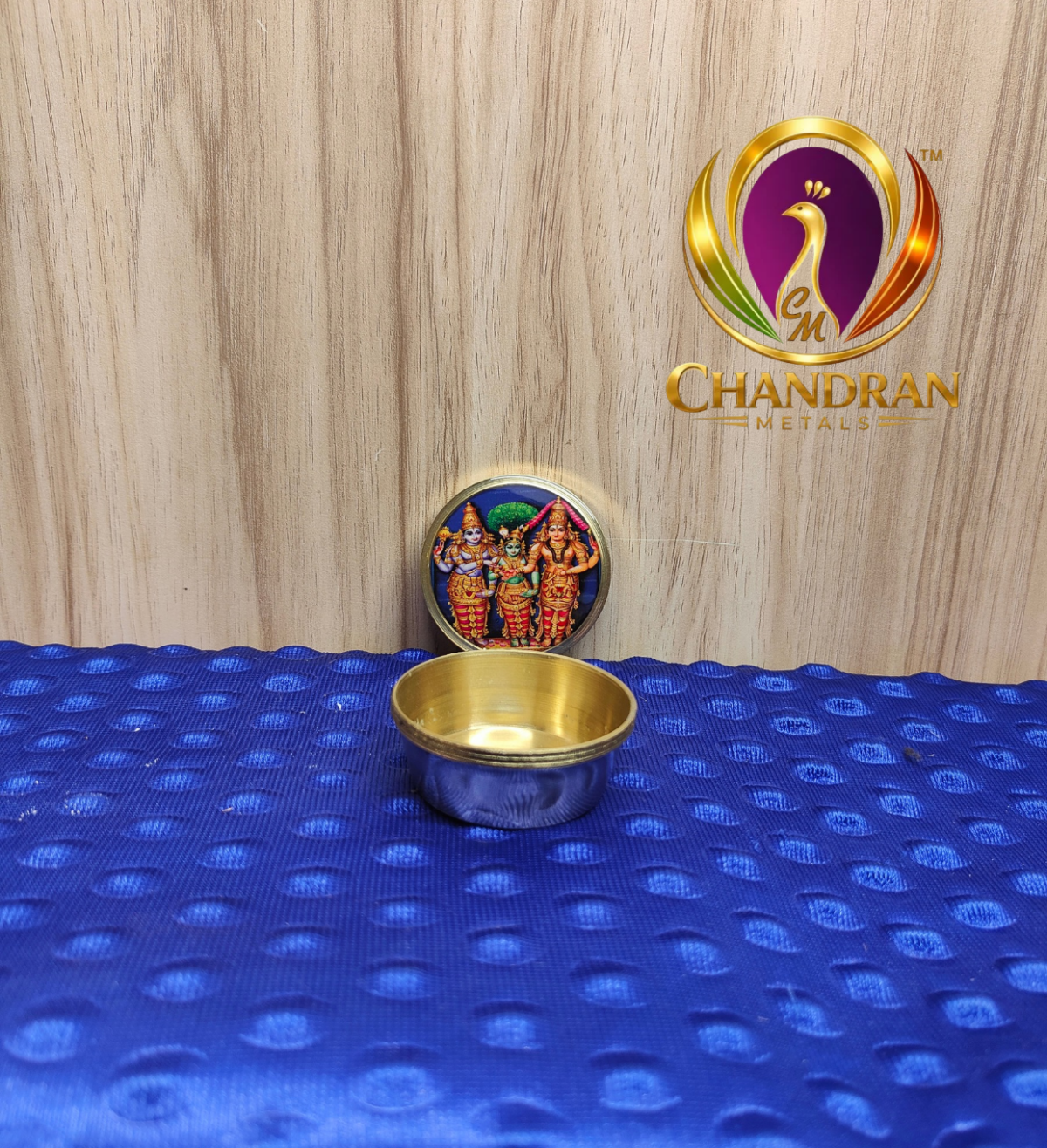 Brass Kumkum Pot Meenakshi Thirukalyanam 2 Inch