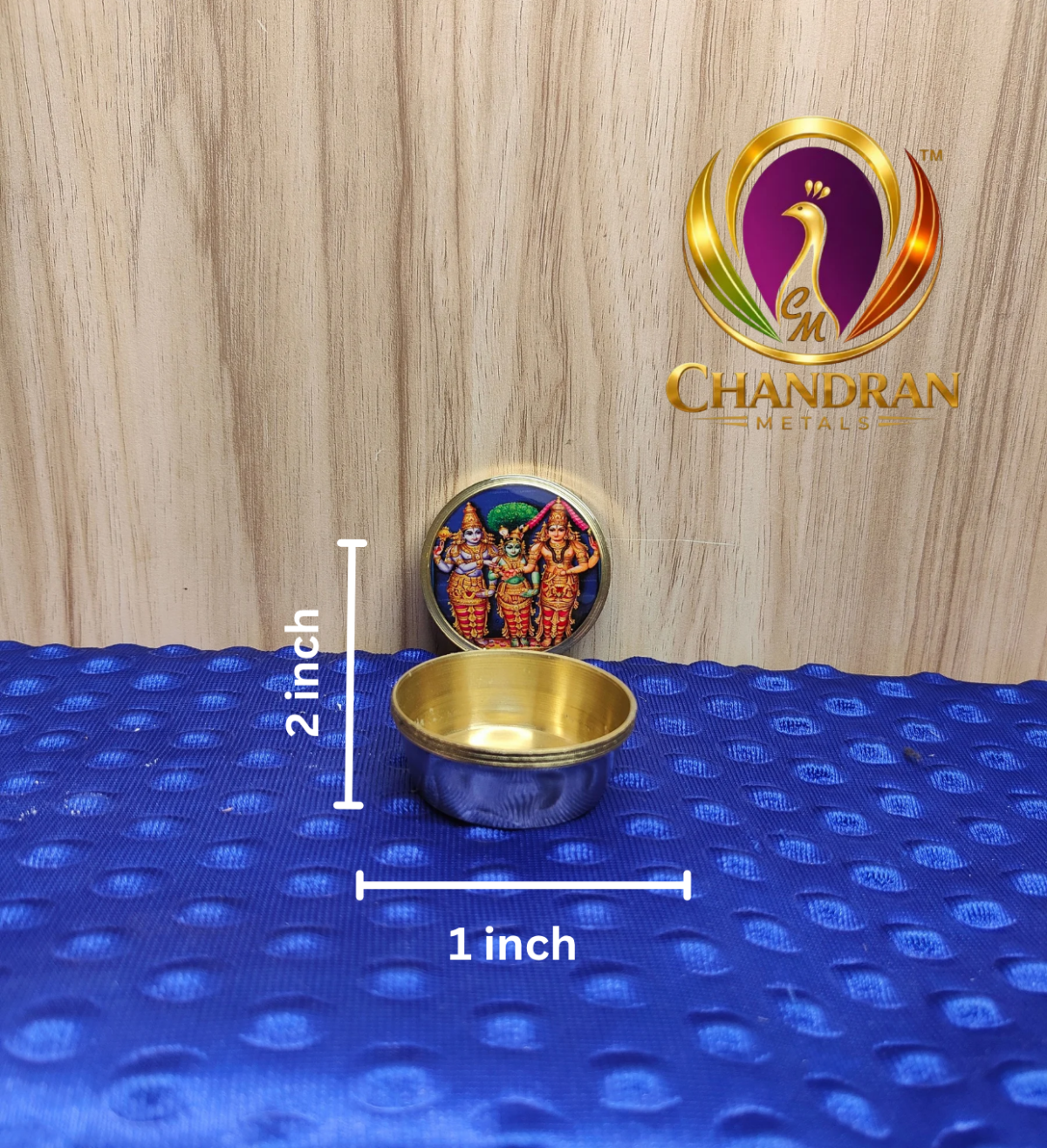 Brass Kumkum Pot Meenakshi Thirukalyanam 2 Inch