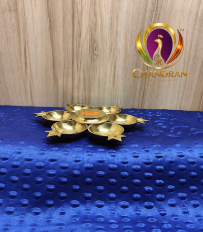 Brass Murugan Shatkona Deepam 7.5 Inch