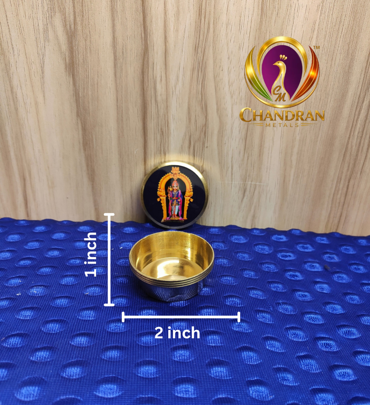 Brass Palani Murugan Kumkum Holder 2 Inch