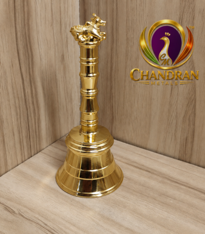 Brass Pooja Bell with Nandi Handle 4.6 Inch