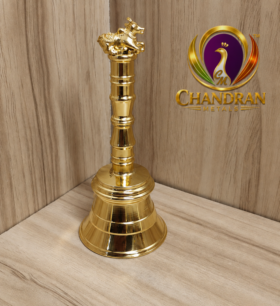 Brass Pooja Bell with Nandi Handle 4.6 Inch
