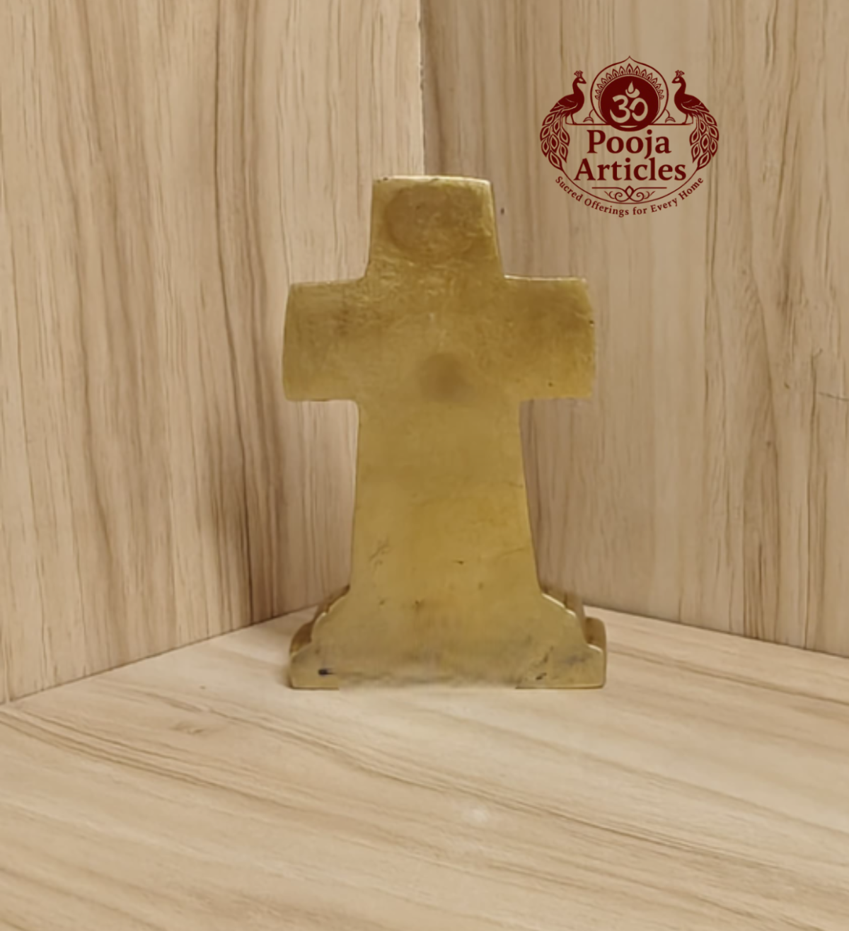 Brass Cross Statue with Jesus Face 4.2 Inch