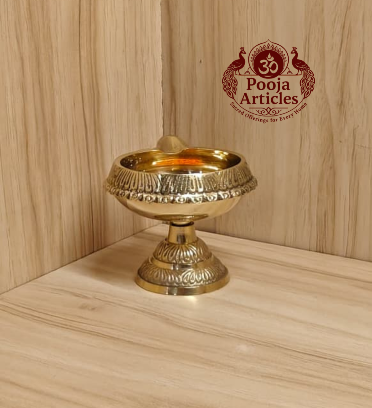 Brass Kuber Deepak Diya on Stand 3 Inch