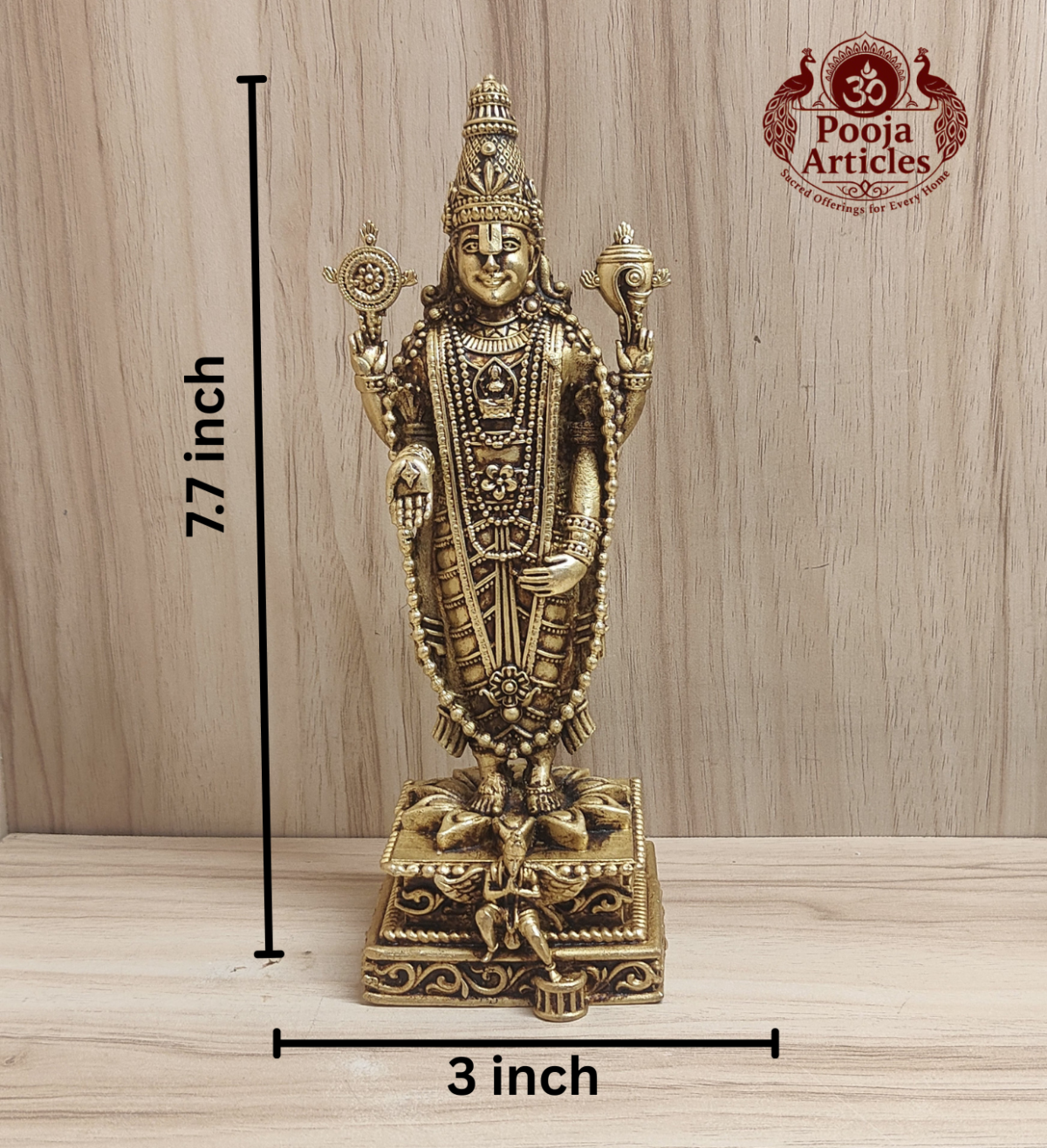 Premium Brass Tirupati Balaji Idol 7.7 Inch - Image 3