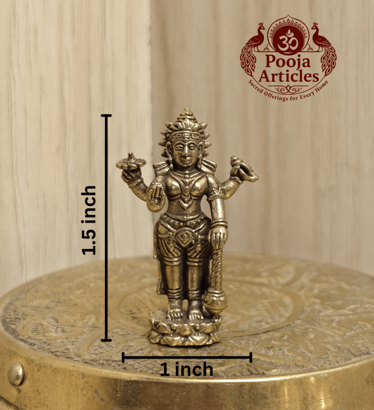 Miniature Brass Lord Vishnu Idol 1.5 Inch