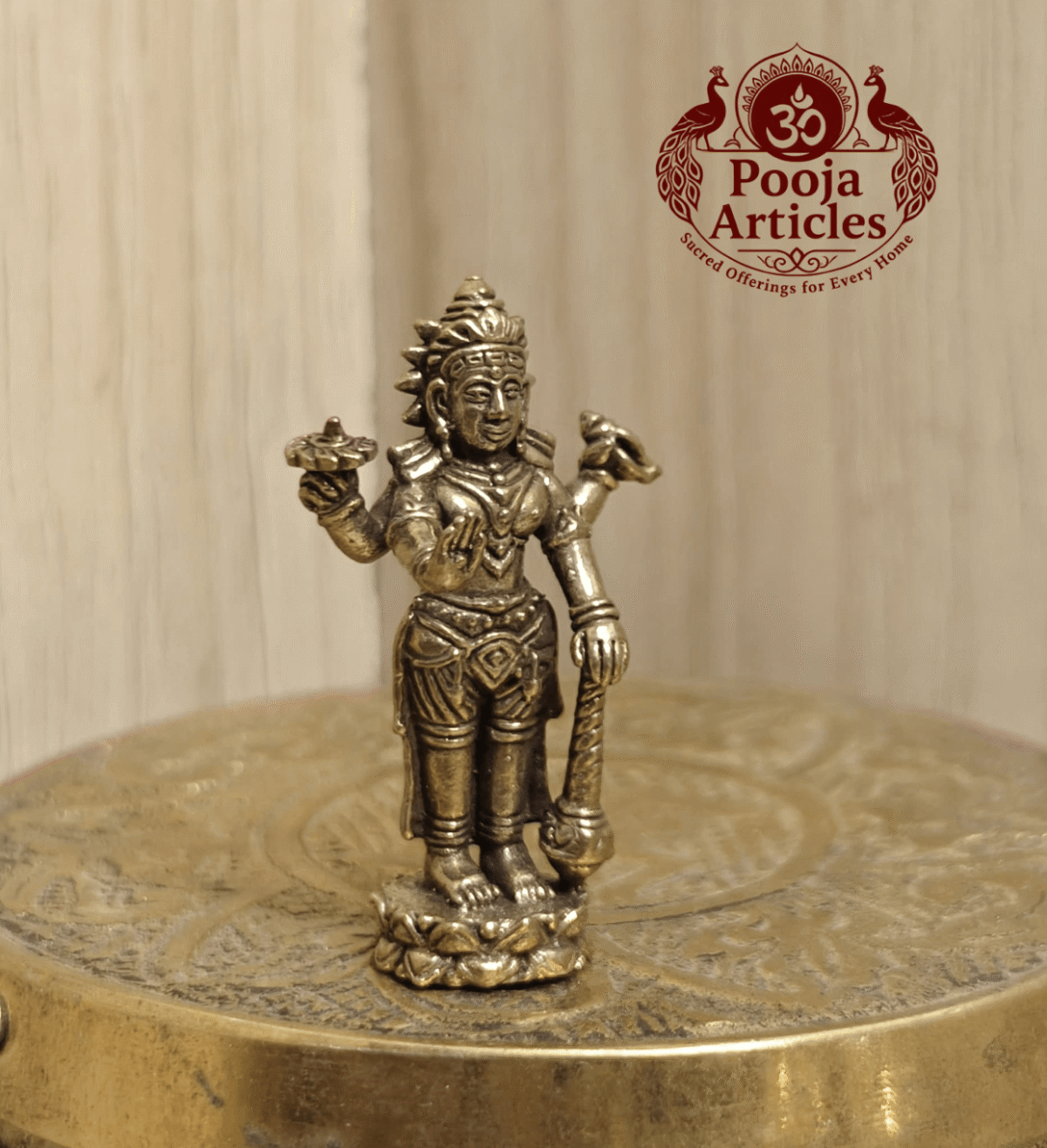 Miniature Brass Lord Vishnu Idol 1.5 Inch