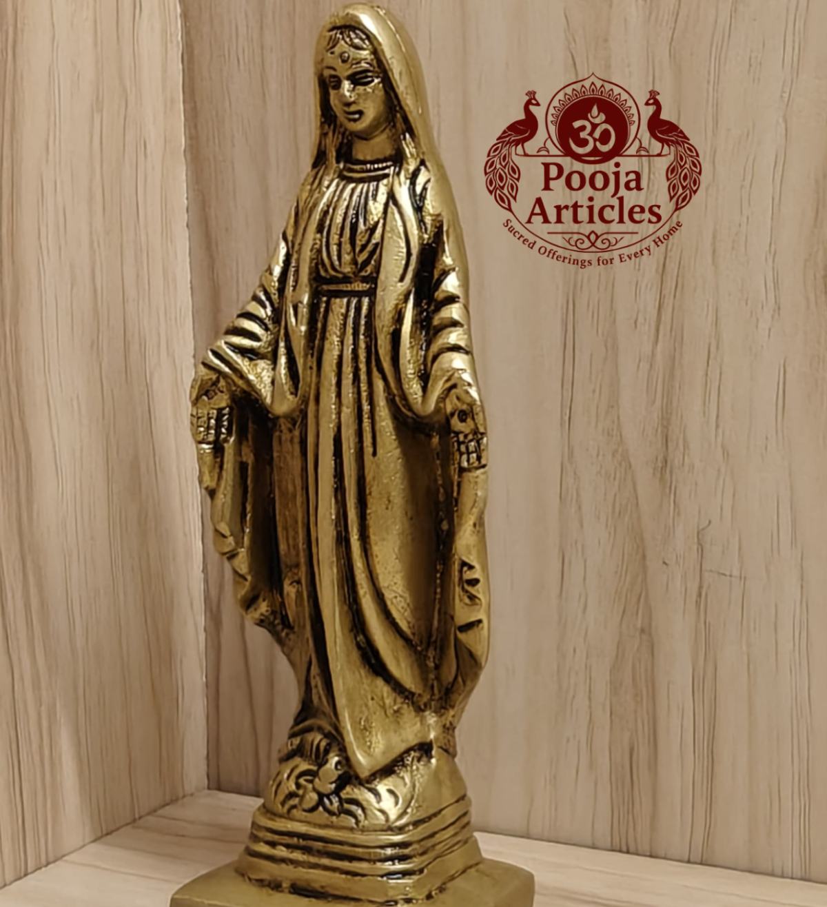 Brass Mother Mary Statue 6.2 Inch