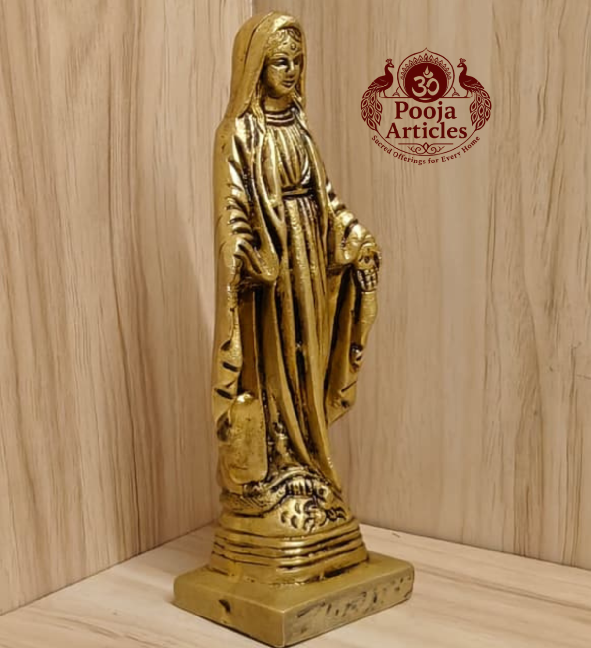 Brass Mother Mary Statue 6.2 Inch