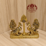 Brass Murugan Vel with Peacock 3.4 Inch