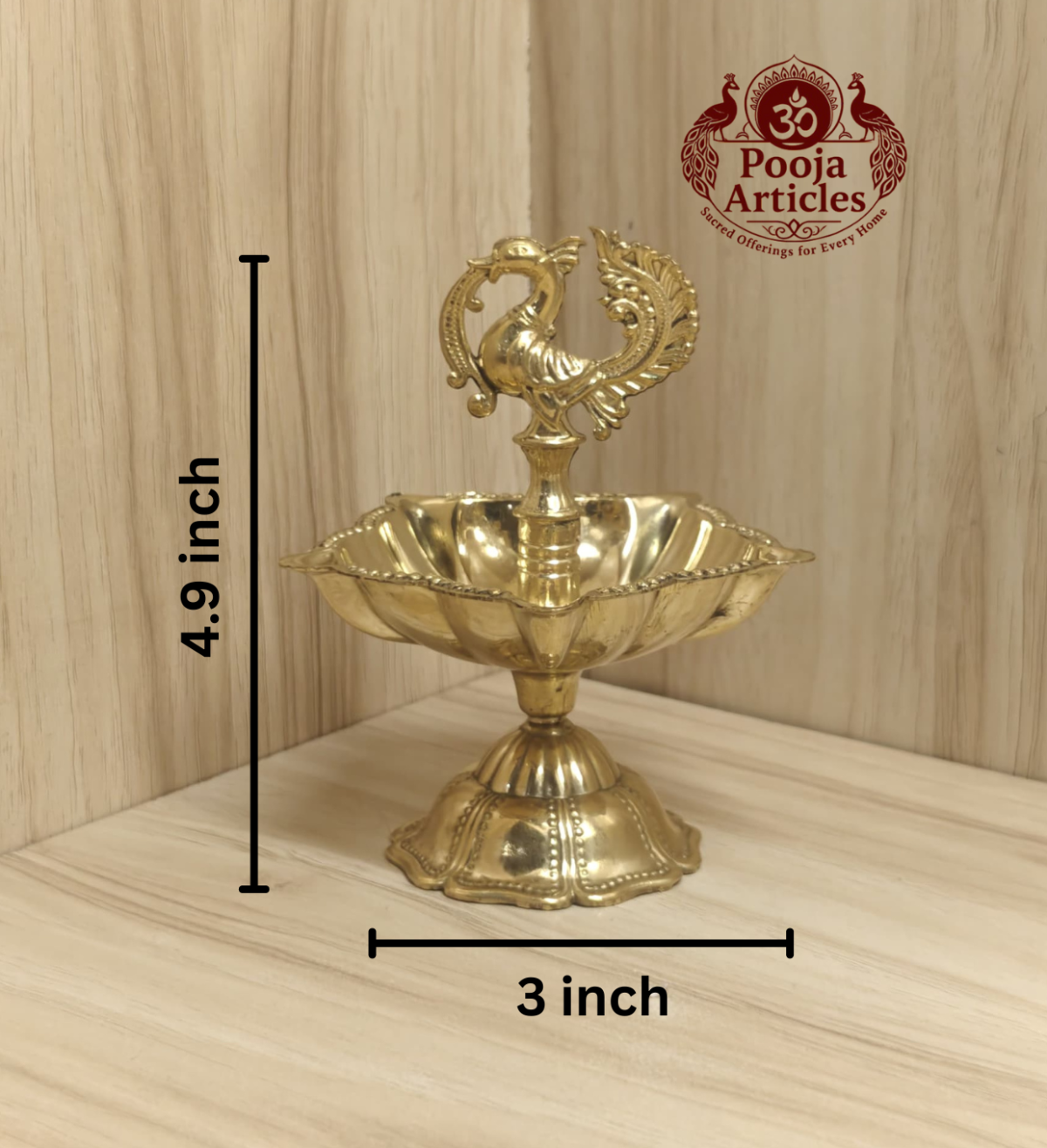 Brass Peacock Diya Size 3 – 4.9 Inch
