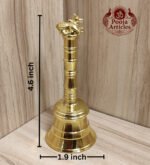 Brass Pooja Bell with Nandi Handle 4.6 Inch - Image 2