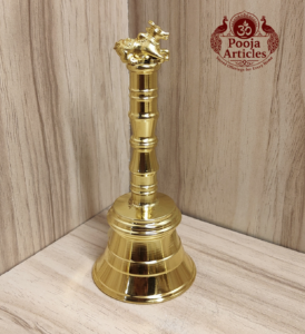 Premium Brass Pooja Bell with Nandi Handle 4.6 Inch