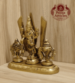 Brass Shankh Chakra Stand with Perumal Idol 4.7 Inch