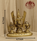 Brass Shankh Chakra Stand with Perumal Idol 4.7 Inch