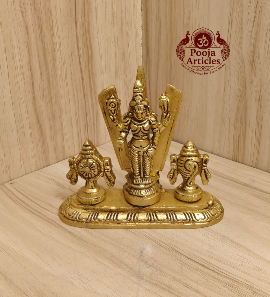 Brass Shankh Chakranamah Balaji Statue 3.5 Inch