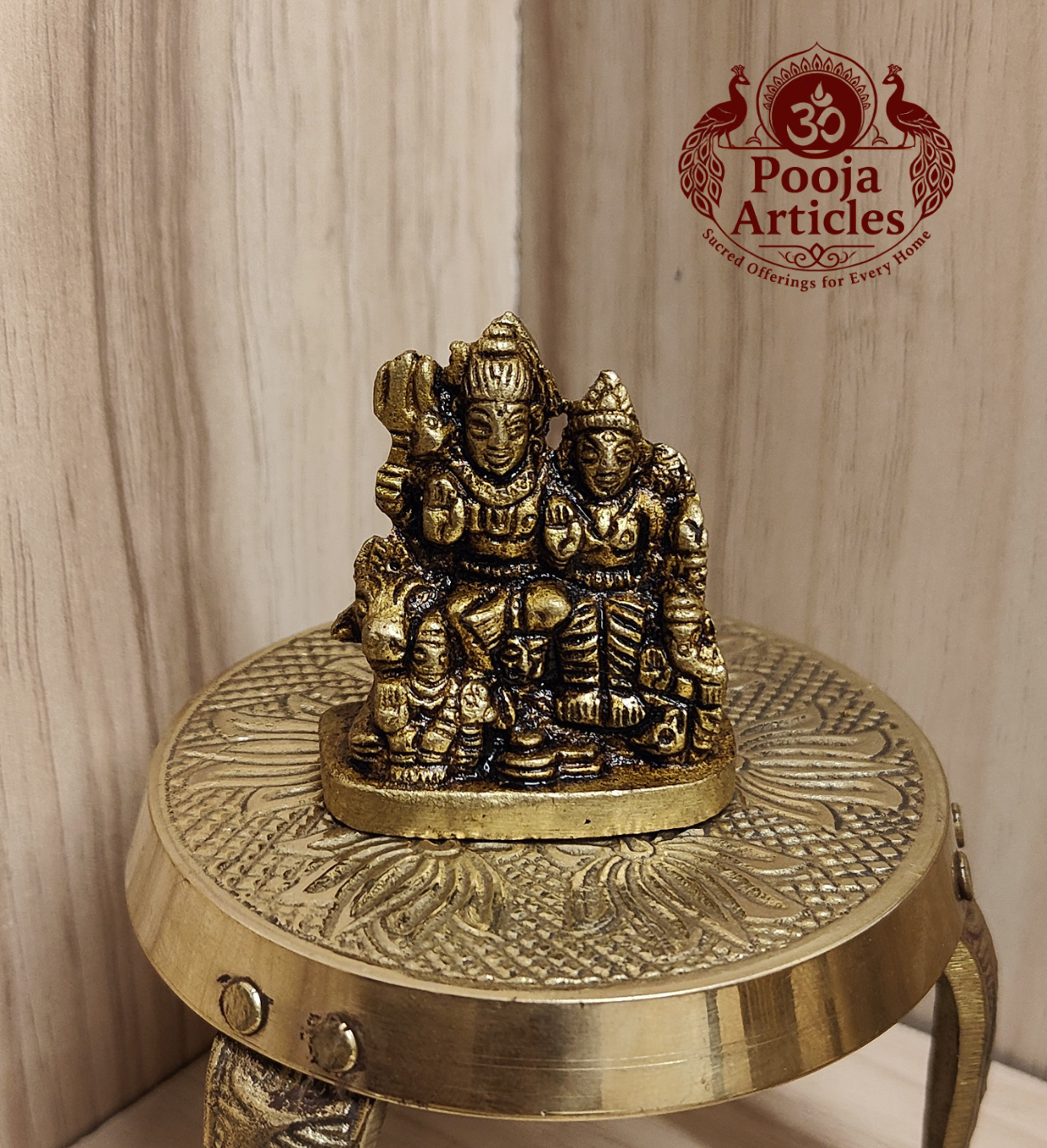 Brass Shiva Family Idol 1.6 Inch