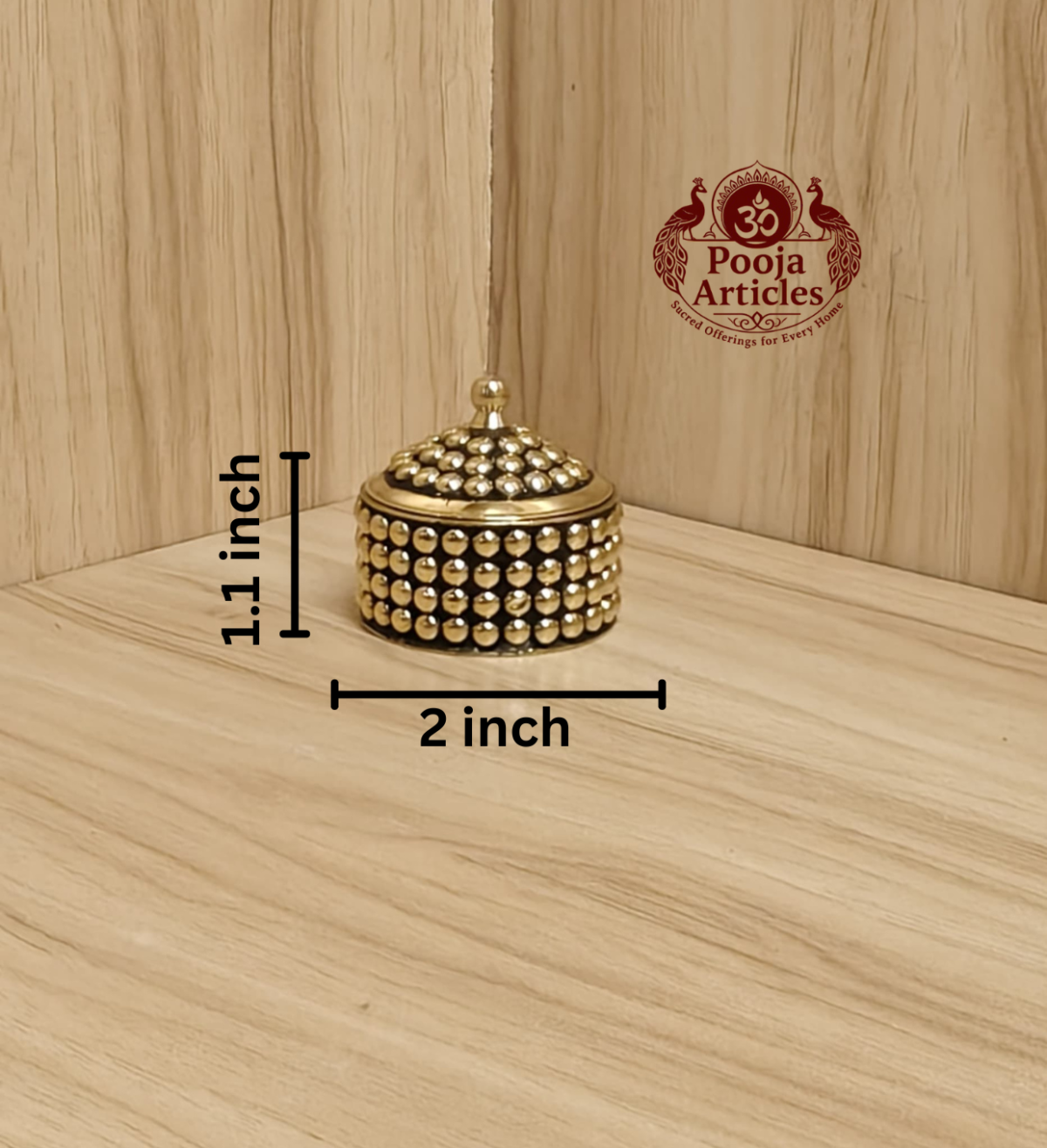 Brass Sindoor Box 2 Inch - Image 2