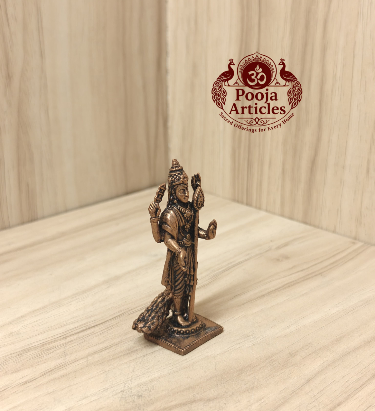 Copper Murugan Statue 2.6 Inch