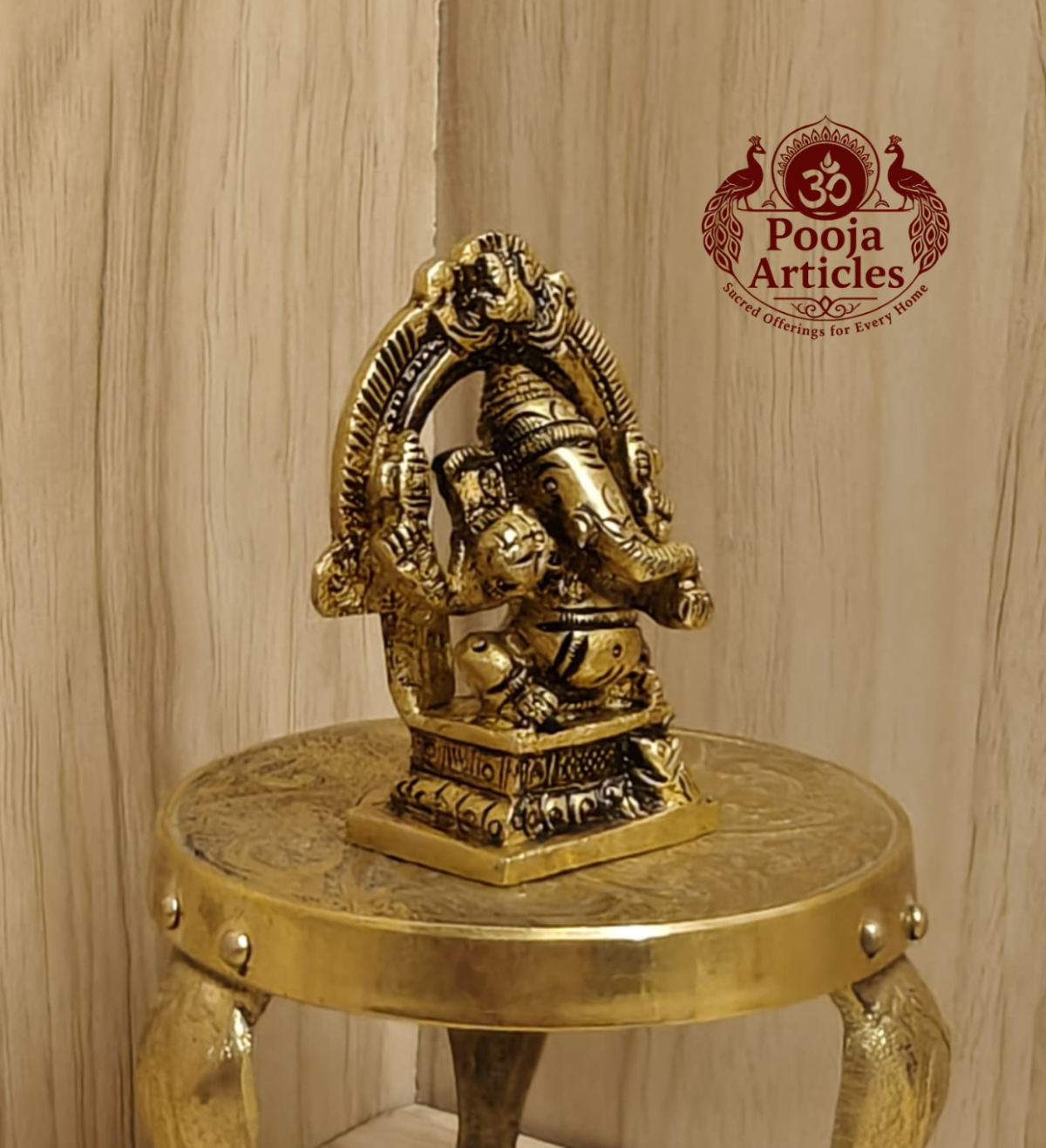 Brass Mini Ganesha Idol With Arch 2.5 Inch