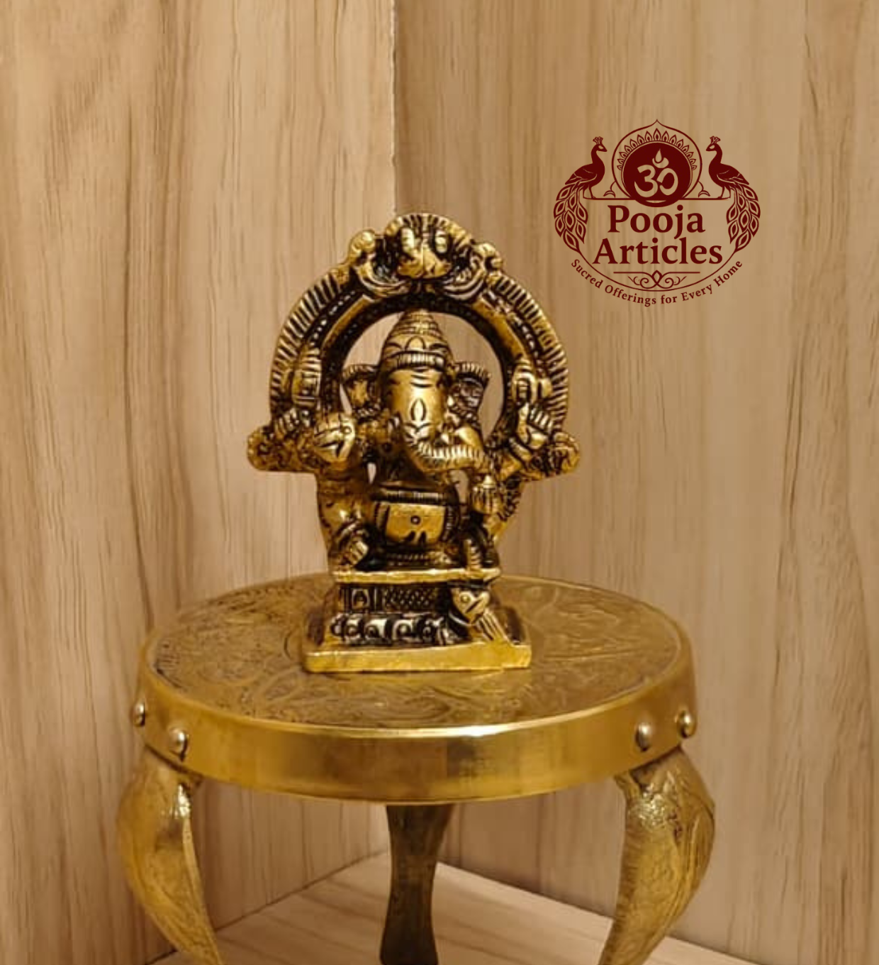 Brass Mini Ganesha Idol With Arch 2.5 Inch Brass Mini Ganesha Idol With Arch 2.5 Inch