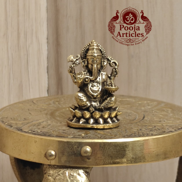 Miniature Brass Ganesh Idol 1.2 Inch
