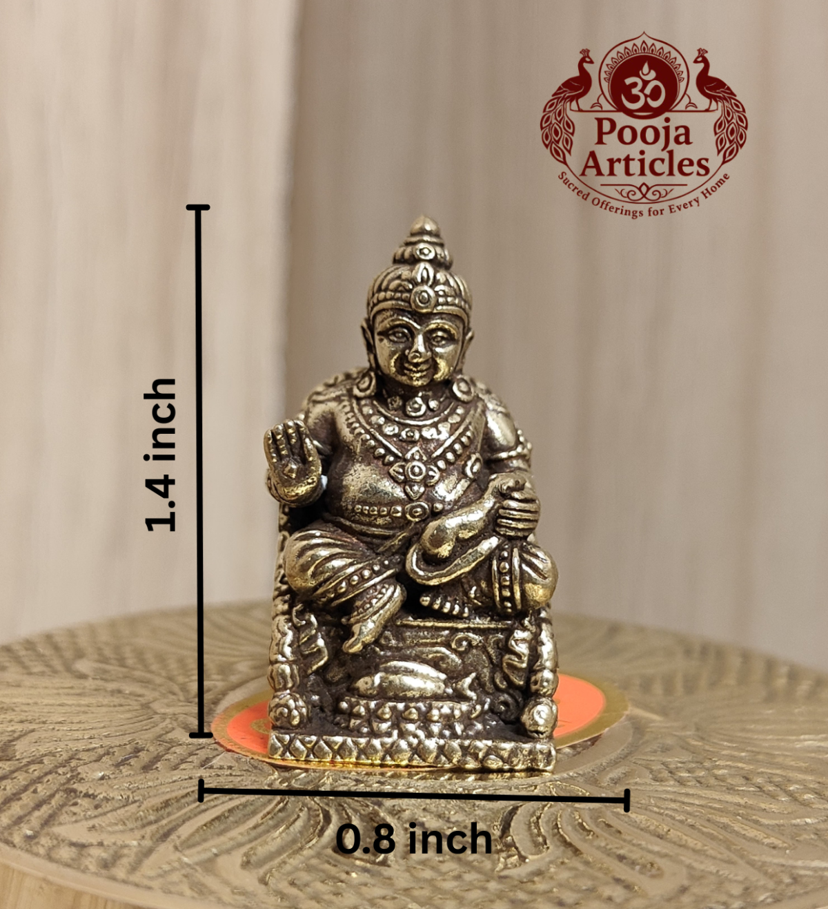 Miniature Brass Kubera Statue 1.4 Inch