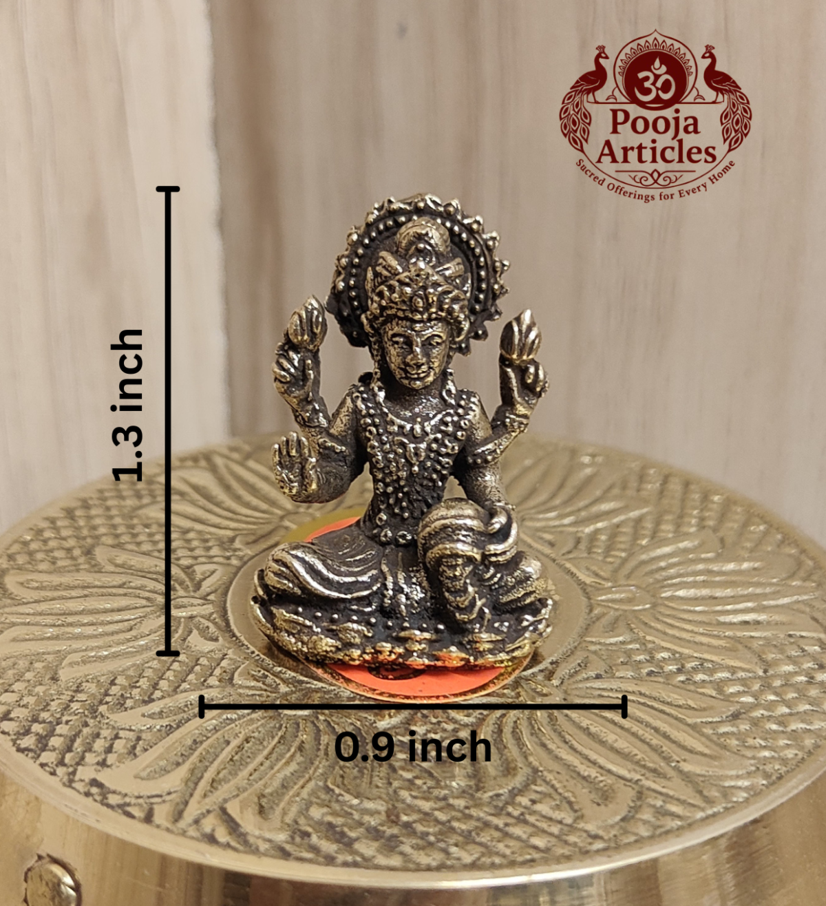 Miniature Brass Lakshmi Statue 1.3 Inch - Image 2