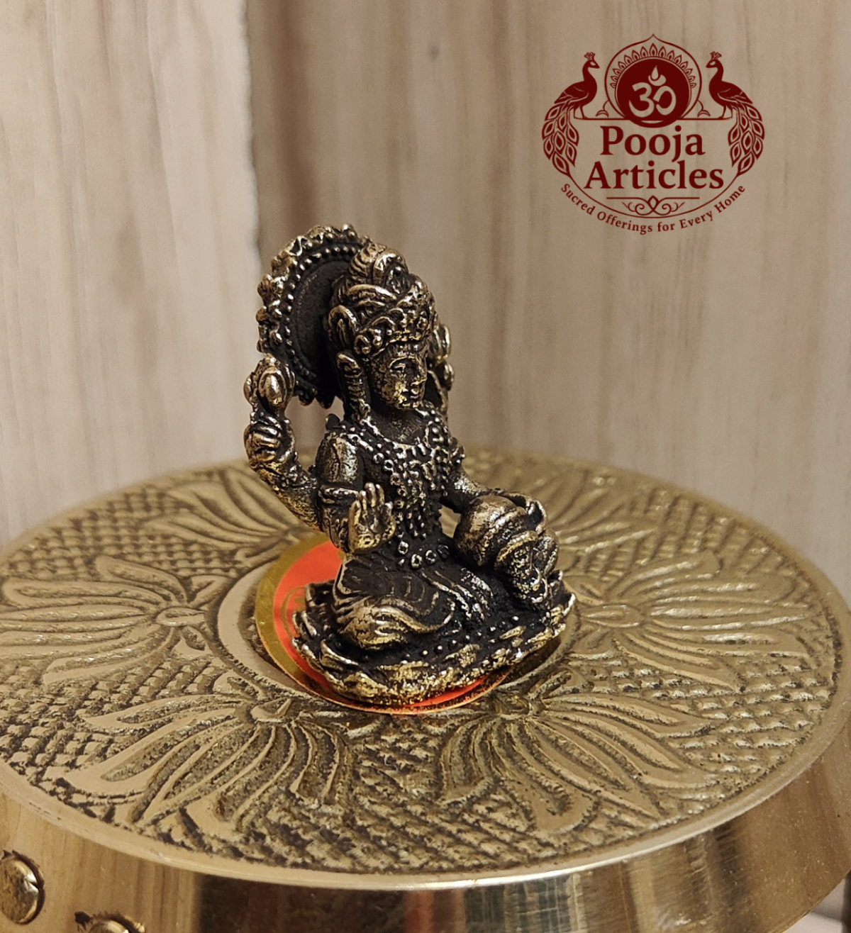 Miniature Brass Lakshmi Statue 1.3 Inch - Image 3