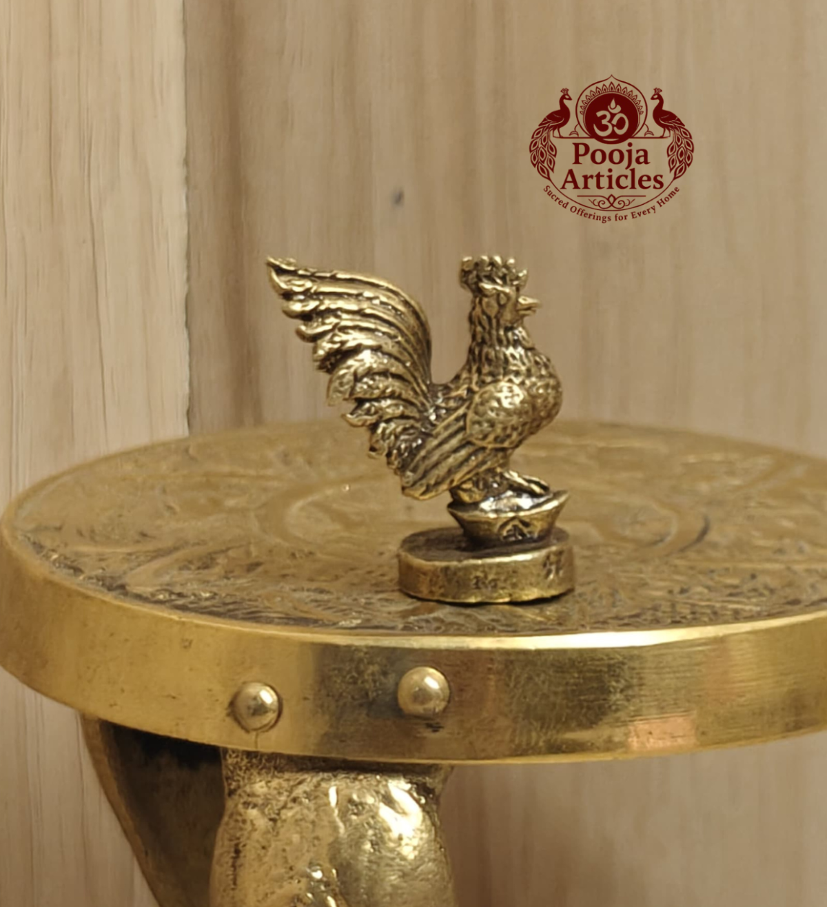Miniature Brass Lucky Rooster Statue 1.2 Inch