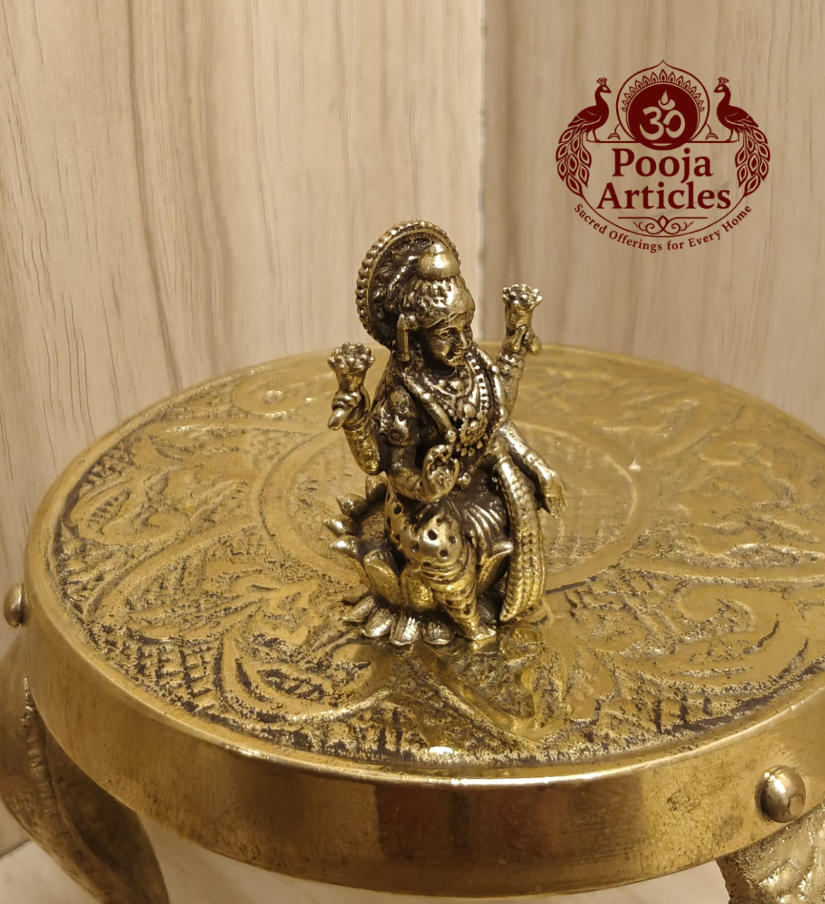 Miniature Brass Lakshmi Statue 1 Inch - Image 3